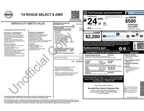 NISSAN ROGUE SELECT 2014 JN8AS5MVXEW709349 image